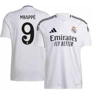 adidas Adult Real Madrid Kylian Mbappé 2024 Home Jersey Size Medium